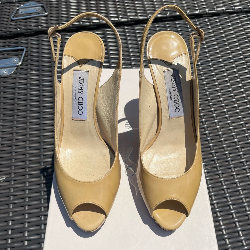 Jimmy Choo Nova Patent Leather Nude 37.5